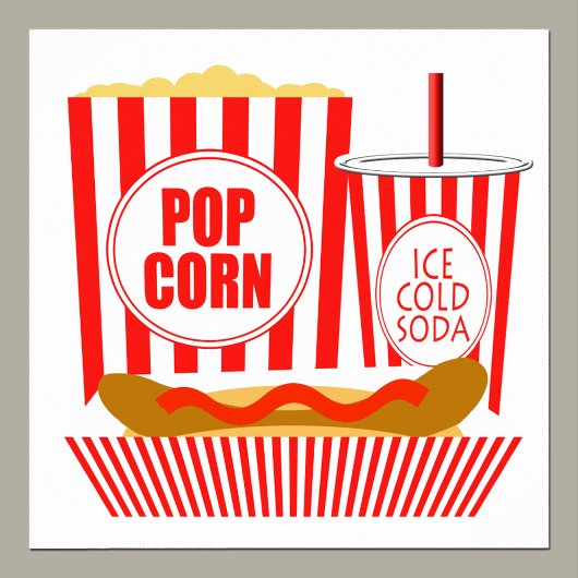 Popcorn Soda Hot Dogs Sign Poster