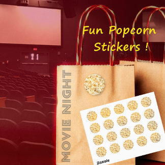 Popcorn stickers, laken ronde sticker