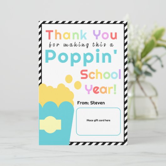 Popcorn Thème Enseignant de fin d'année Carte de r (Debout devant)