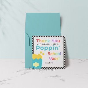 Popcorn Thème Enseignant de fin d'année Carte de r