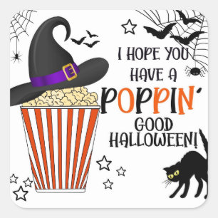 Popcorn trick or treat vierkante sticker