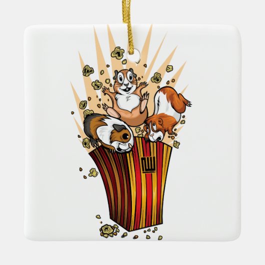 Popcorn van cavia's keramisch ornament (Voorkant)
