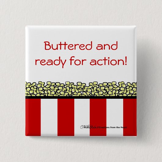 Popcorn Vierkante Button 5,1 Cm (Voorkant)