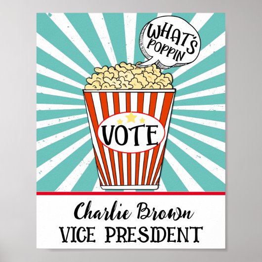 Popcorn Vote" Fun School Verkiezing Poster (Voorkant)