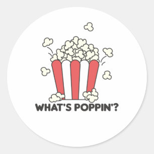 Popcorn Whats Poppin Funny Gezegde Ronde Sticker