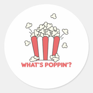 Popcorn Whats Poppin Funny Gezegde Ronde Sticker