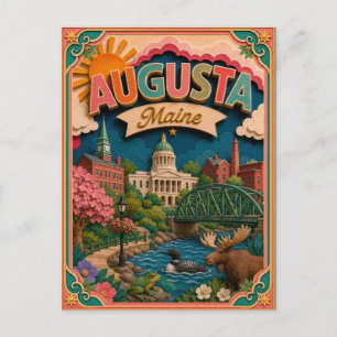 PopCut Staten Augusta Maine Papieren Kunst Briefkaart