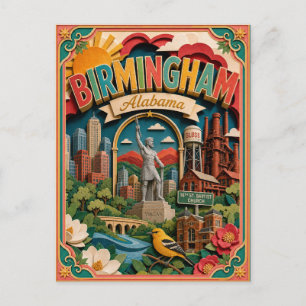 PopCut Staten Birmingham Alabama Papier Kunst Briefkaart