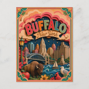 PopCut Staten Buffalo New York Papieren Kunst Briefkaart
