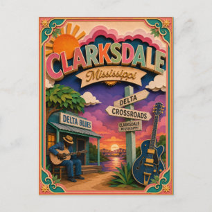 PopCut Staten Clarksdale Mississippi Papieren Kuns Briefkaart