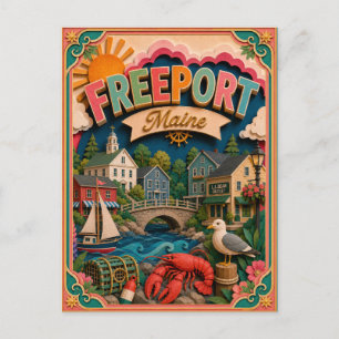 PopCut Staten Freeport Maine Papieren Kunst Briefkaart