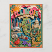 PopCut Staten Illinois Kleurrijke 3D-papierkunst