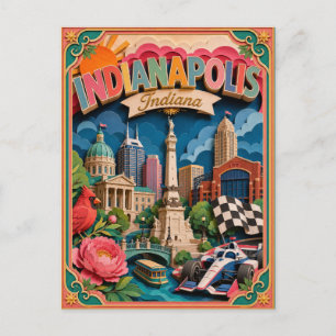 PopCut Staten Indianapolis Indiana Papieren Kunst Briefkaart