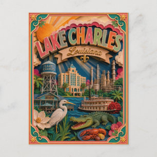 PopCut Staten Lake Charles Louisiana Papieren Kuns Briefkaart