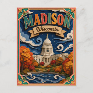 PopCut Staten Madison Wisconsin Papieren Kunst Briefkaart