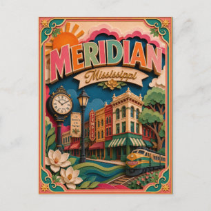 PopCut Staten Meridian Mississippi Papier Kunst Briefkaart