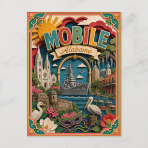 PopCut Staten Mobiel Alabama Papier Kunst Briefkaart