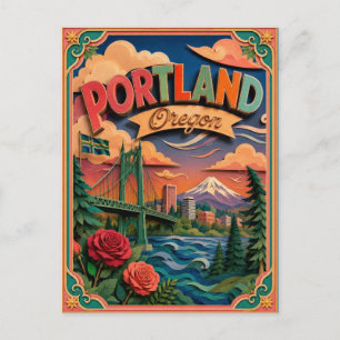 PopCut Staten Portland Oregon Papieren Kunst Briefkaart