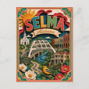 PopCut Staten Selma Alabama Papier Kunst Briefkaart