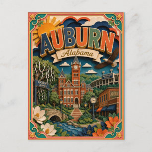 PopCut States Auburn Alabama Papier Kunst Briefkaart
