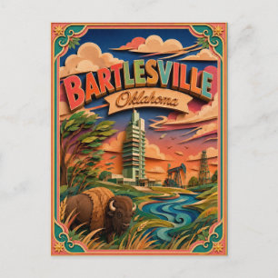 PopCut States Bartlesville Oklahoma Papieren Kunst Briefkaart