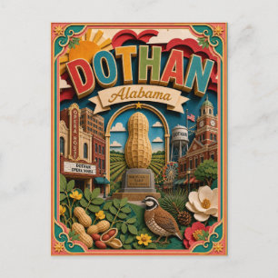 PopCut States Dothan Alabama Papieren Kunst Briefkaart