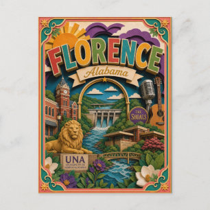 PopCut States Florence Alabama Papieren Kunst Briefkaart