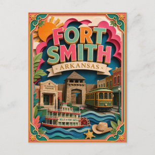 PopCut States Fort Smith Arkansas Papieren Kunst Briefkaart