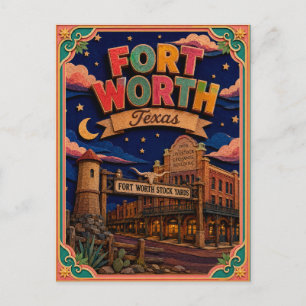 PopCut States Fort Worth Texas Papieren Kunst Briefkaart