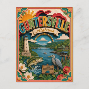 PopCut States Guntersville Alabama Papieren Kunst Briefkaart