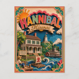 PopCut States Hannibal Missouri Papieren Kunst Briefkaart