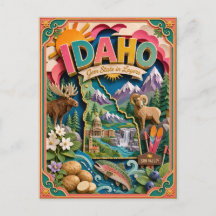 PopCut States Idaho Kleurrijke 3D-papierkunst