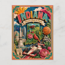 PopCut States Indiana Kleurrijke 3D-papierkunst