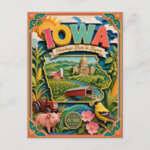 PopCut States Iowa Kleurrijke 3D-papierkunst