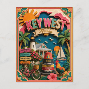 PopCut States Key West Florida Papieren Kunst Briefkaart