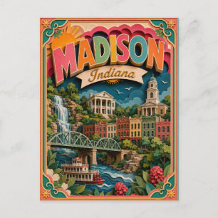 PopCut States Madison Indiana Papieren Kunst Briefkaart