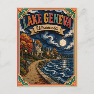 PopCut States Meer van Genève Wisconsin Papieren K Briefkaart