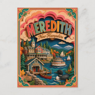 PopCut States Meredith New Hampshire Papier Kunst Briefkaart