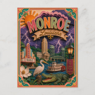 PopCut States Monroe Louisiana Papier Kunst Briefkaart
