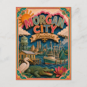 PopCut States Morgan City Louisiana Papier Kunst Briefkaart