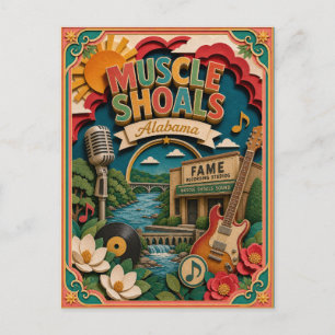 PopCut States Muscle Shoals Alabama Papieren Kunst Briefkaart