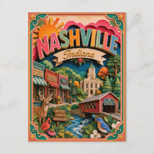 PopCut States Nashville Indiana Papieren Kunst Briefkaart