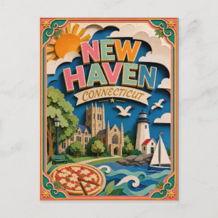 PopCut States New Haven Connecticut Papieren Kunst Briefkaart