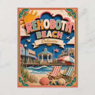 PopCut States Rehoboth Beach Delaware Papierkunst Briefkaart