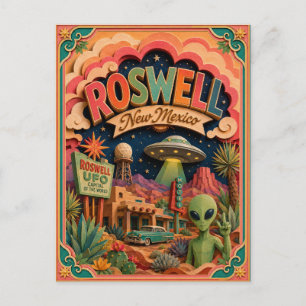PopCut States Roswell New Mexico Papieren Kunst Briefkaart
