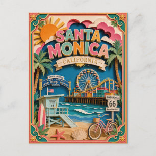 PopCut States Santa Monica Californië Papier Kunst Briefkaart