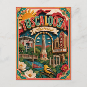 PopCut States Tuscaloosa Alabama Papier Kunst Briefkaart