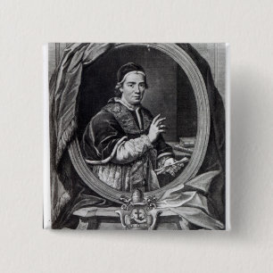 Pope Clement XIV, gegraveerd door Domencio Cunego Vierkante Button 5,1 Cm