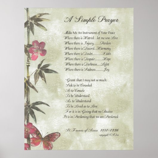 POPE FRANCIS=ST. FRANCIS SIMPLE PRAYER=Bamboo2 Poster (Voorkant)