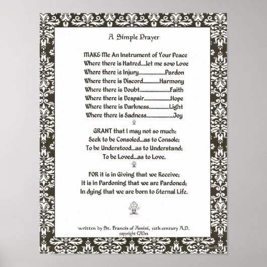 POPE FRANCIS=ST. FRANCIS SIMPLE PRAYER=Filigree Poster (Voorkant)